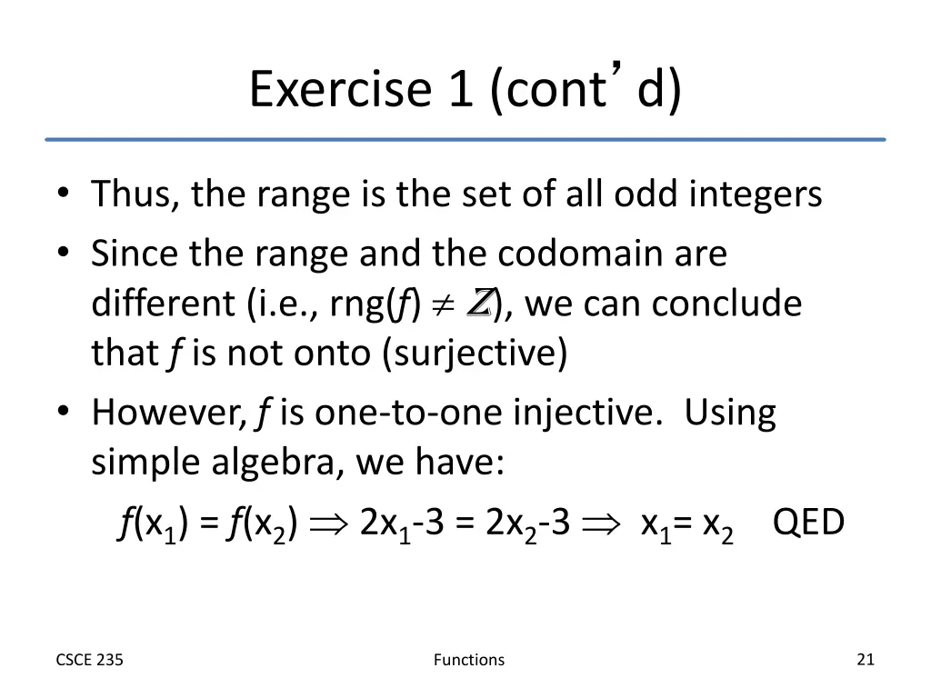 exercise 1 cont d