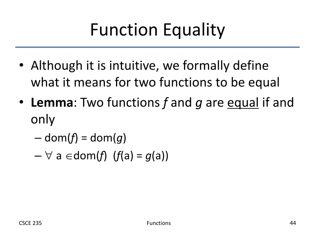 function equality