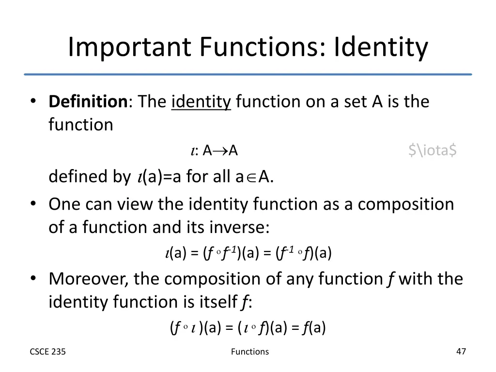 important functions identity