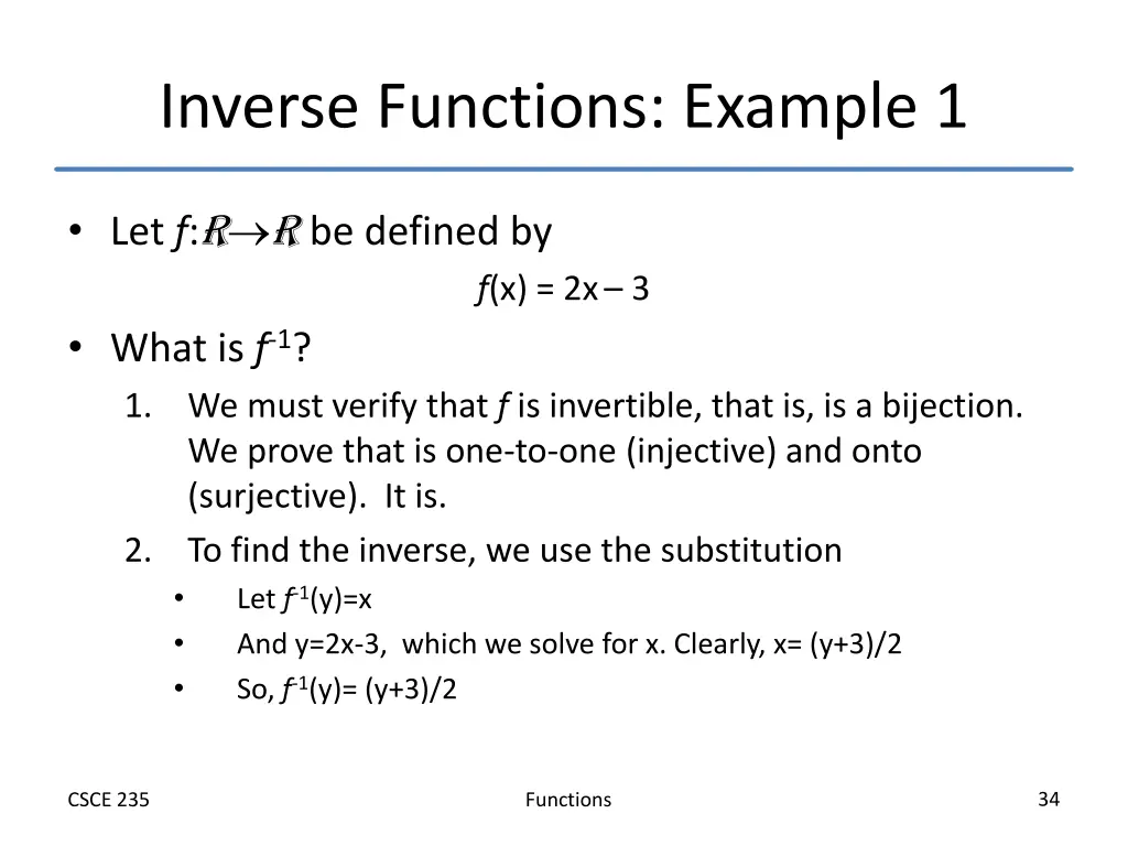 inverse functions example 1