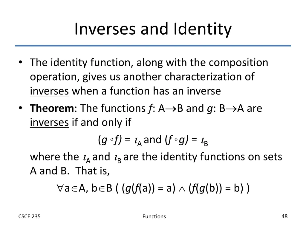 inverses and identity