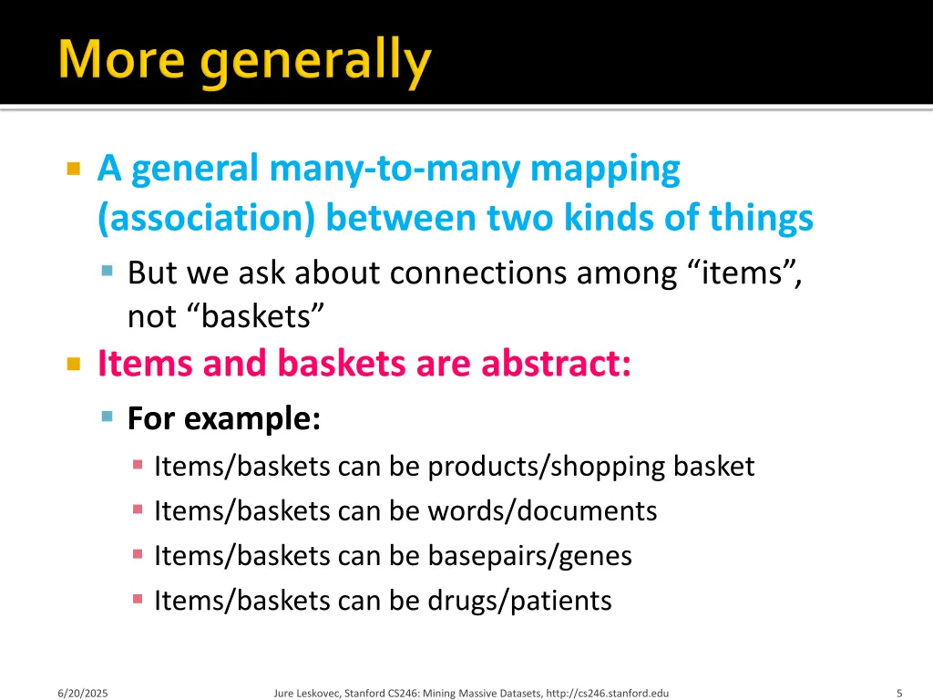 a general many to many mapping association