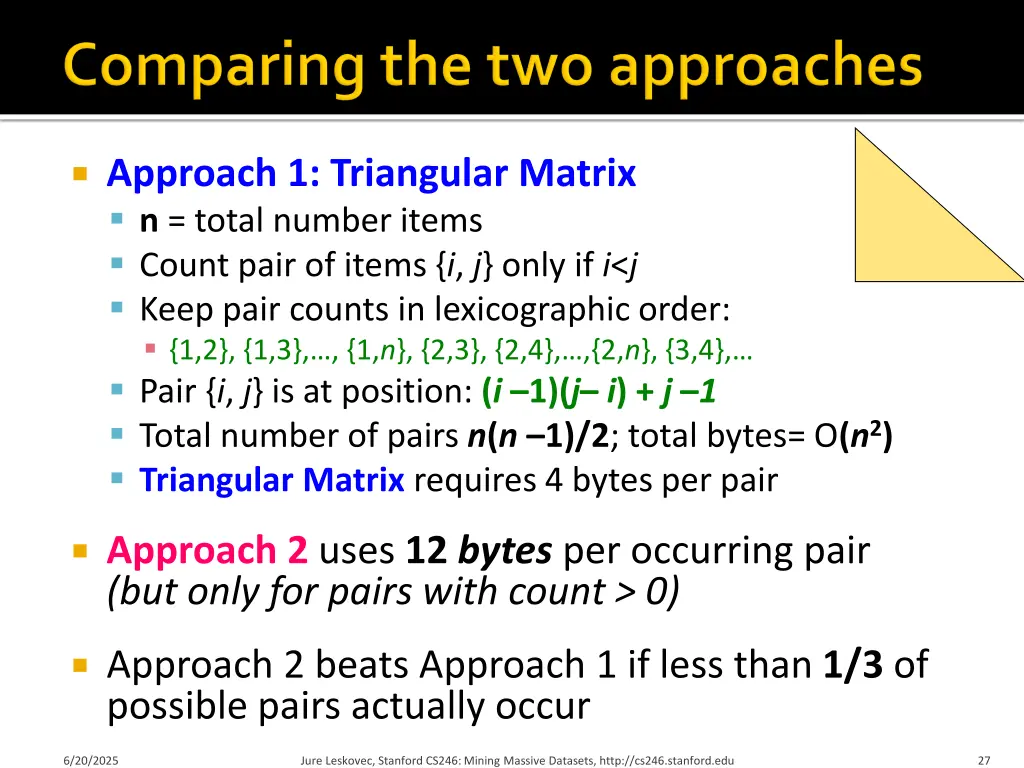 approach 1 triangular matrix n total number items