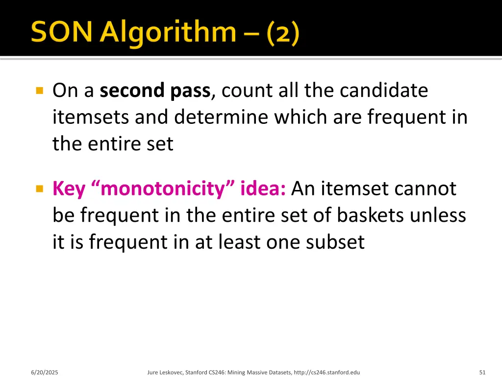 on a second pass count all the candidate itemsets