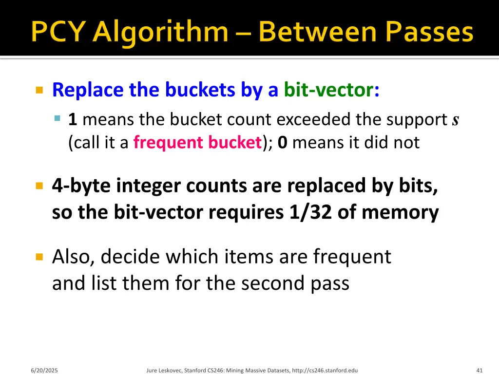 replace the buckets by a bit vector 1 means