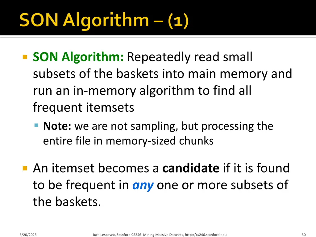 son algorithm repeatedly read small subsets