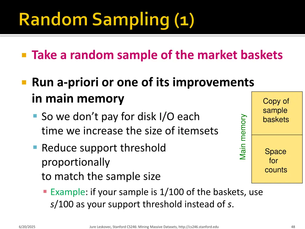 take a random sample of the market baskets