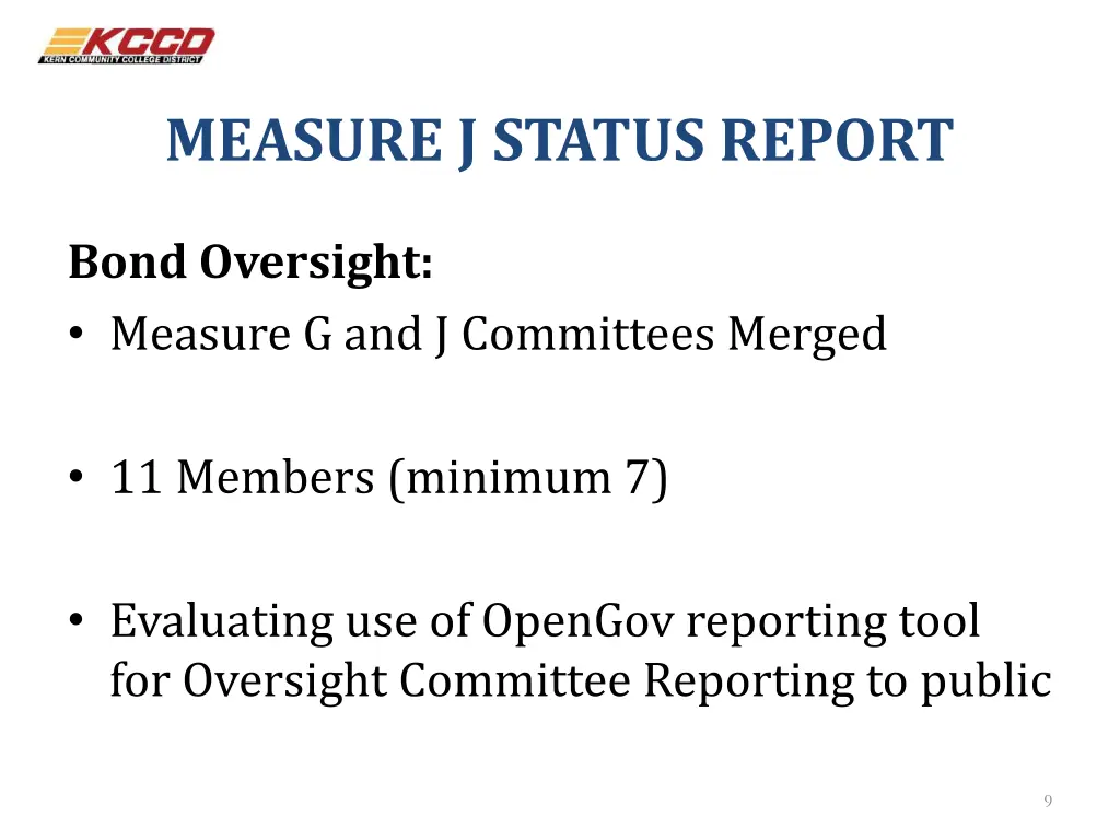 measure j status report 5