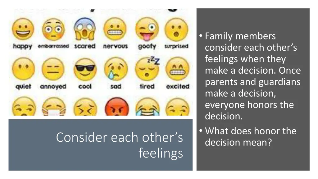 family members consider each other s feelings