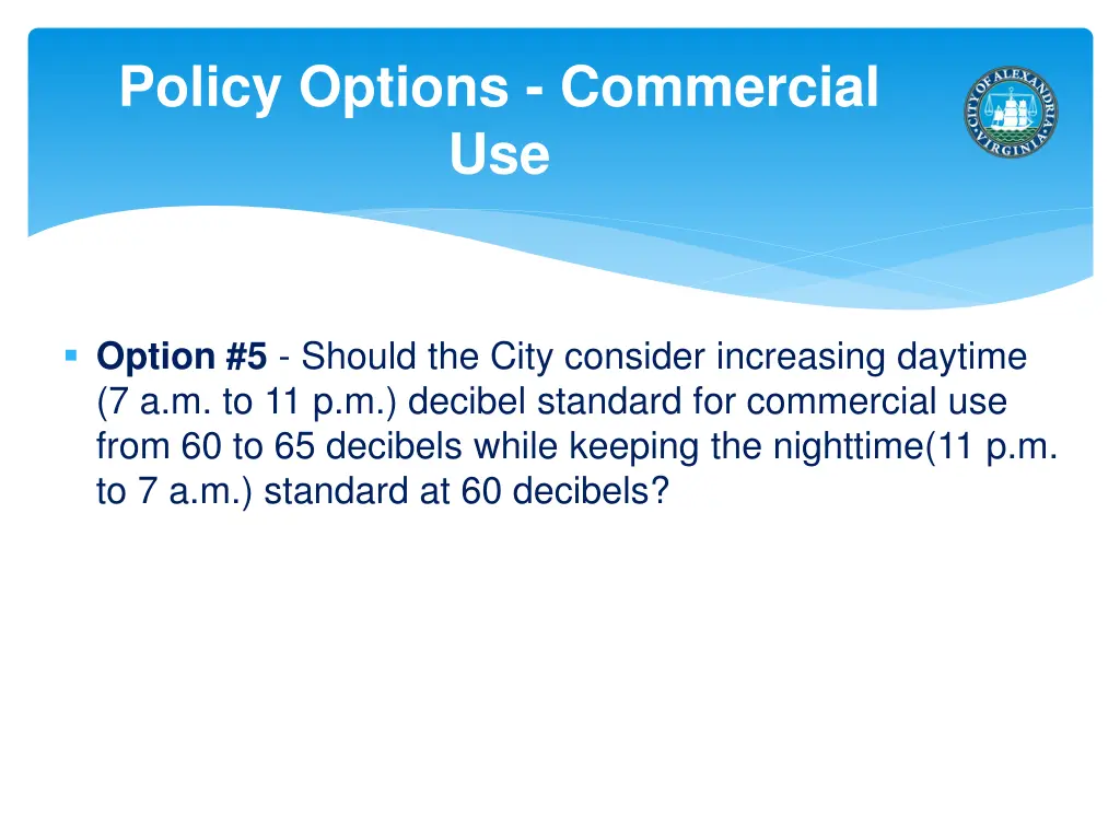 policy options commercial use