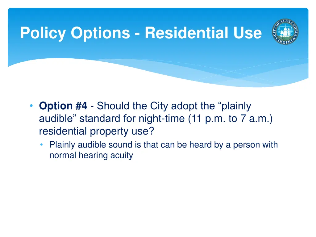 policy options residential use 1