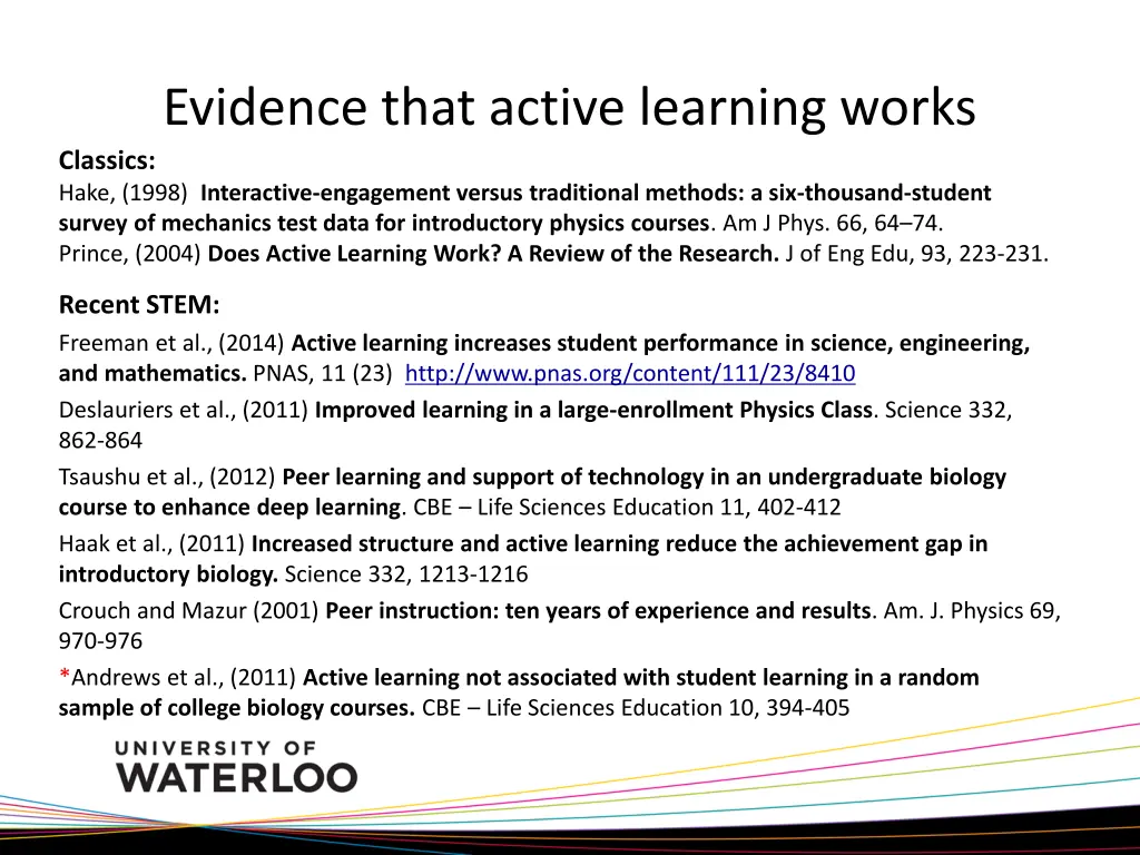 evidence that active learning works