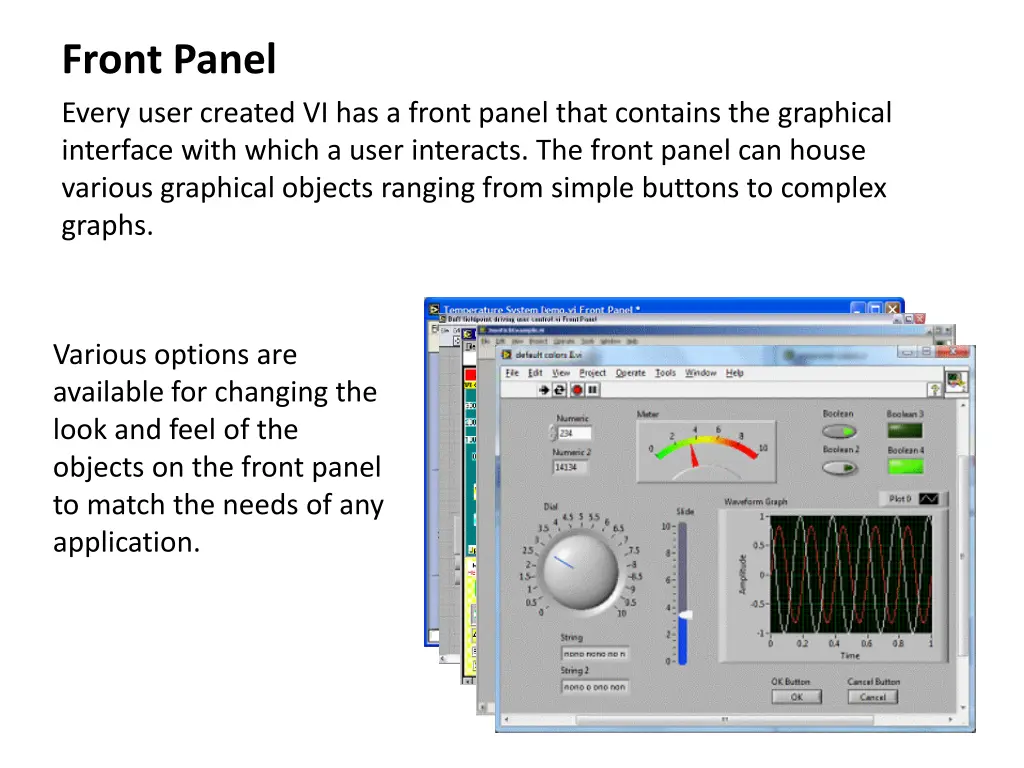 front panel every user created vi has a front