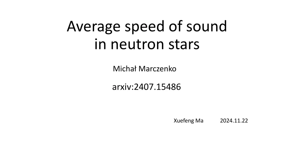 average speed of sound in neutron stars