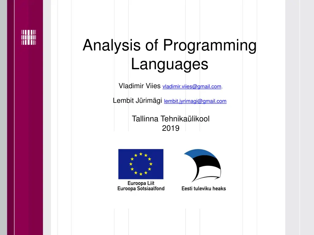 analysis of programming languages
