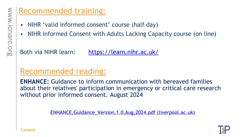 recommended training