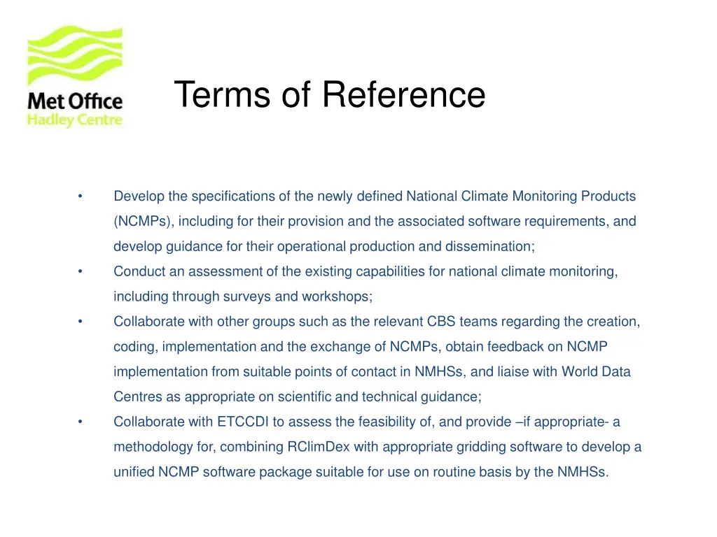 terms of reference