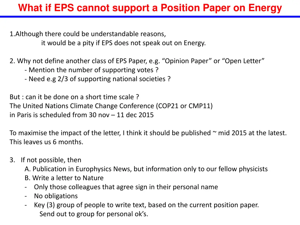 what if eps cannot support a position paper