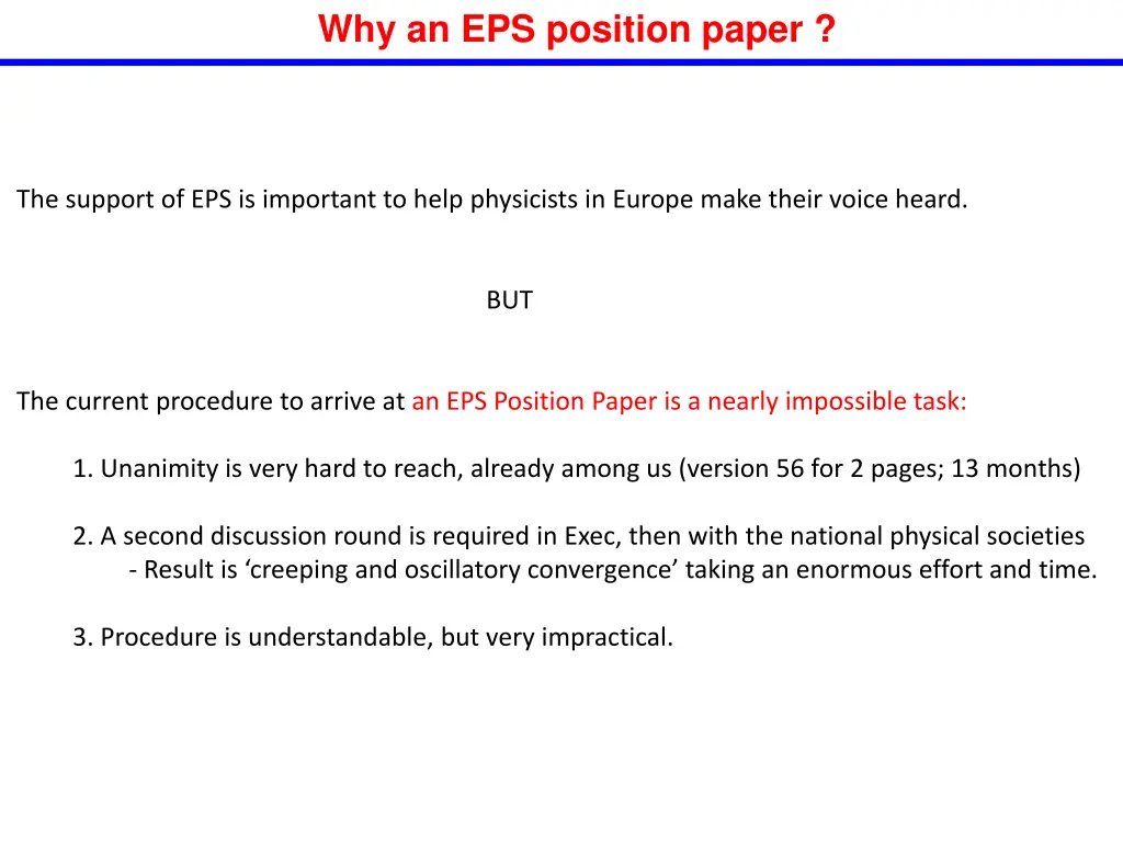 why an eps position paper