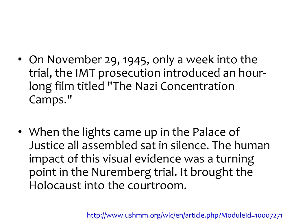 on november 29 1945 only a week into the trial