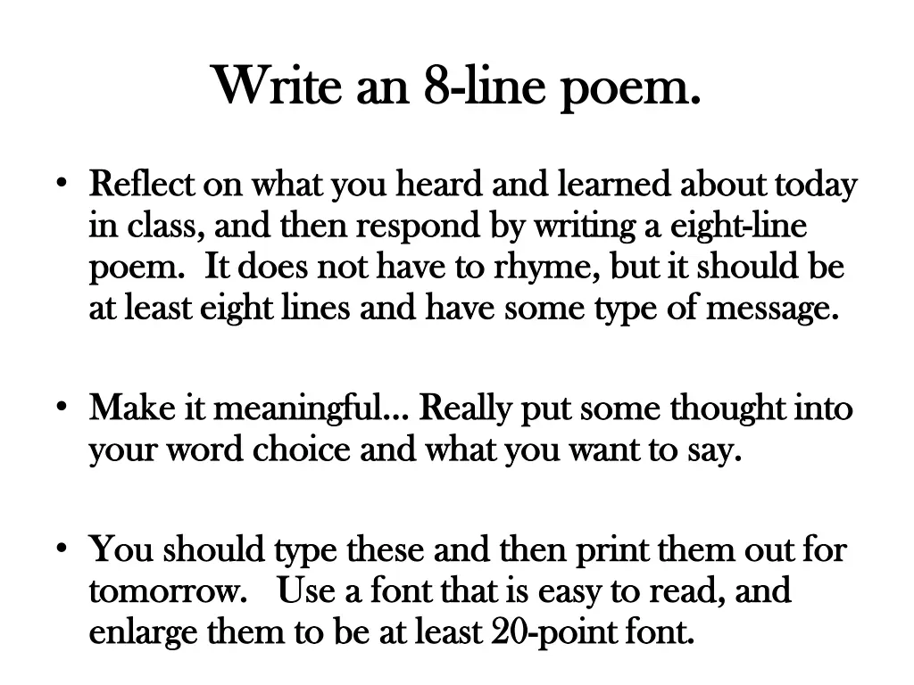 write an 8 write an 8 line poem