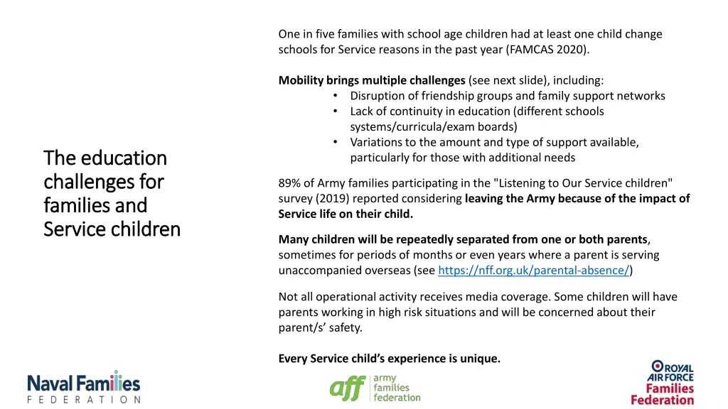 one in five families with school age children
