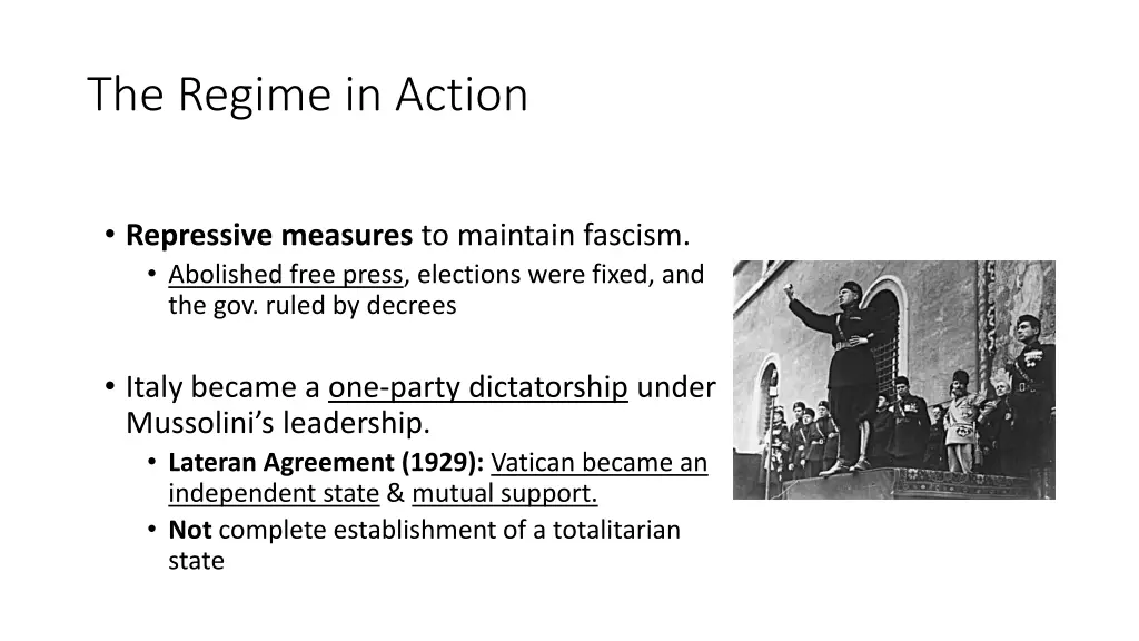 the regime in action