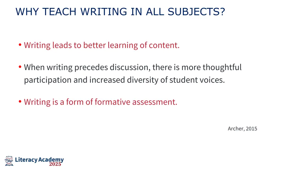 why teach writing in all subjects