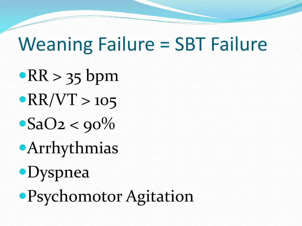 weaning failure sbt failure