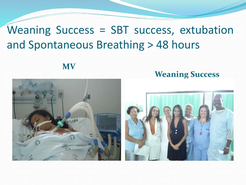 weaning success sbt success extubation