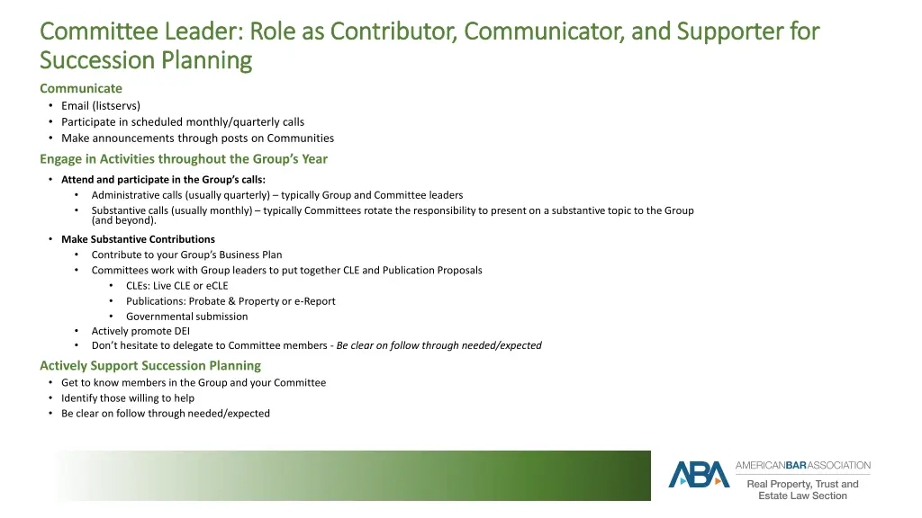 committee leader role as contributor communicator