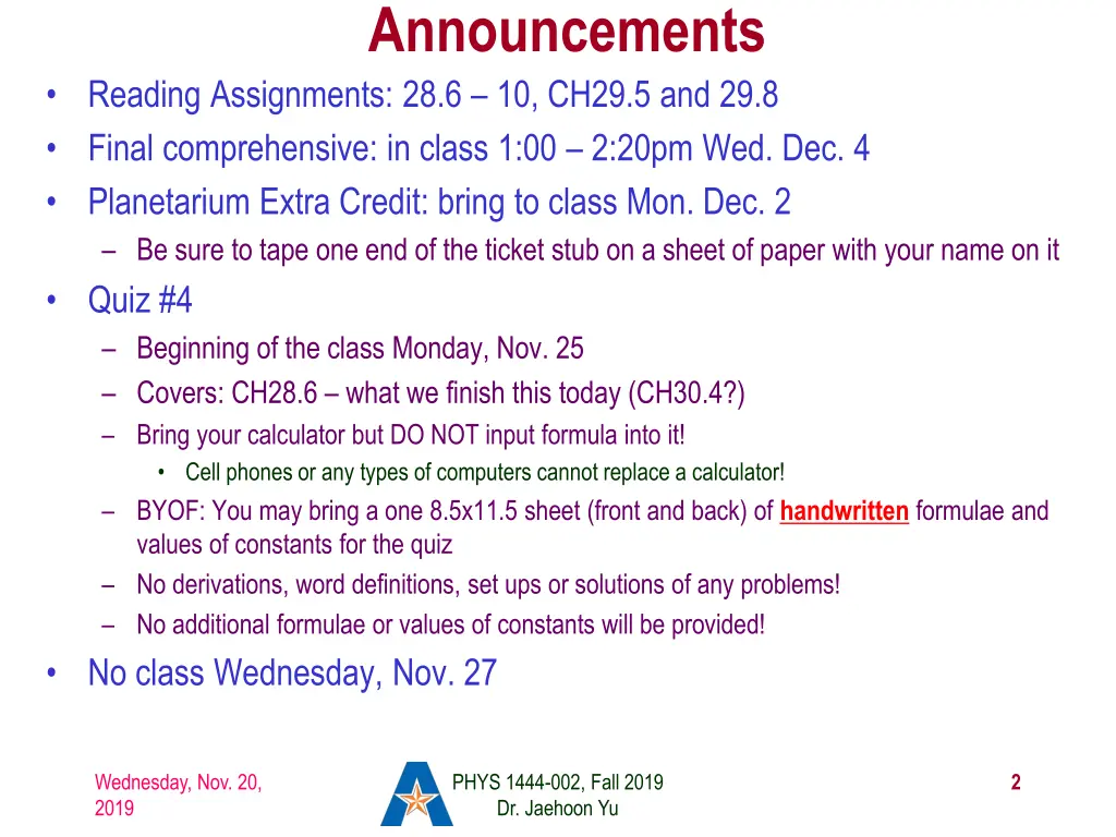 announcements