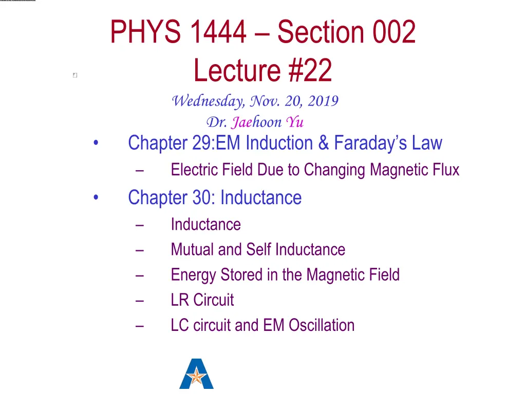 phys 1444 section 002 lecture 22 wednesday
