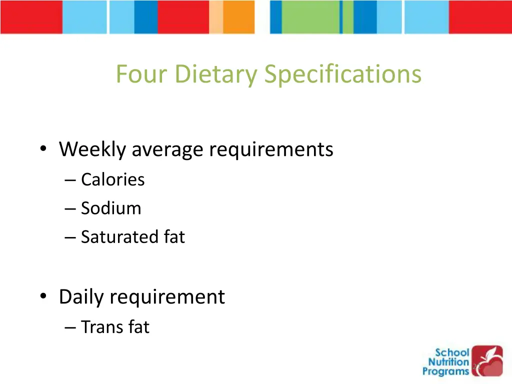 four dietary specifications