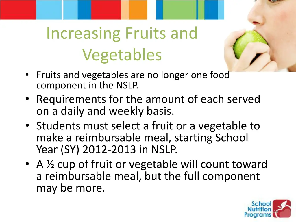 increasing fruits and vegetables fruits
