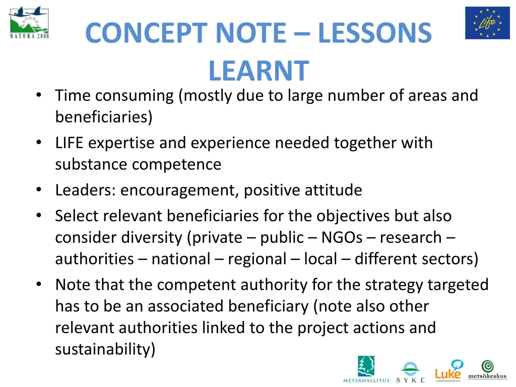 concept note lessons learnt time consuming mostly