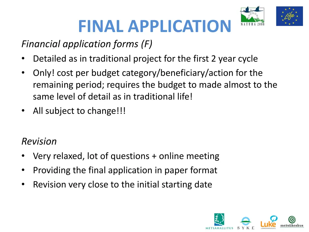 final application financial application forms