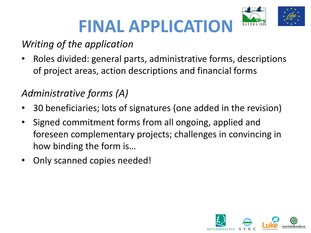 final application writing of the application