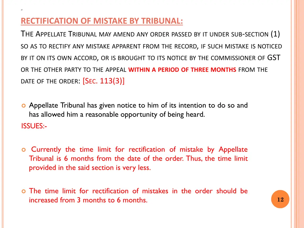 rectification of mistake by tribunal