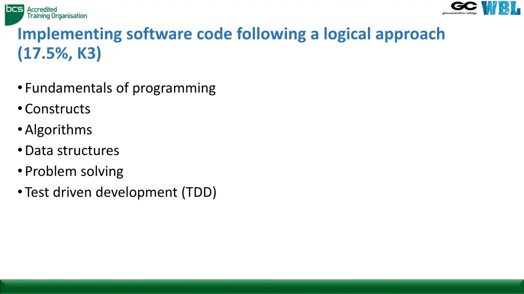 implementing software code following a logical