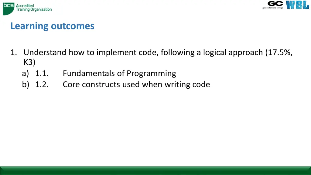 learning outcomes