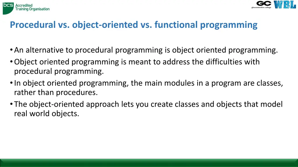 procedural vs object oriented vs functional 1