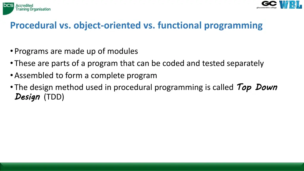 procedural vs object oriented vs functional