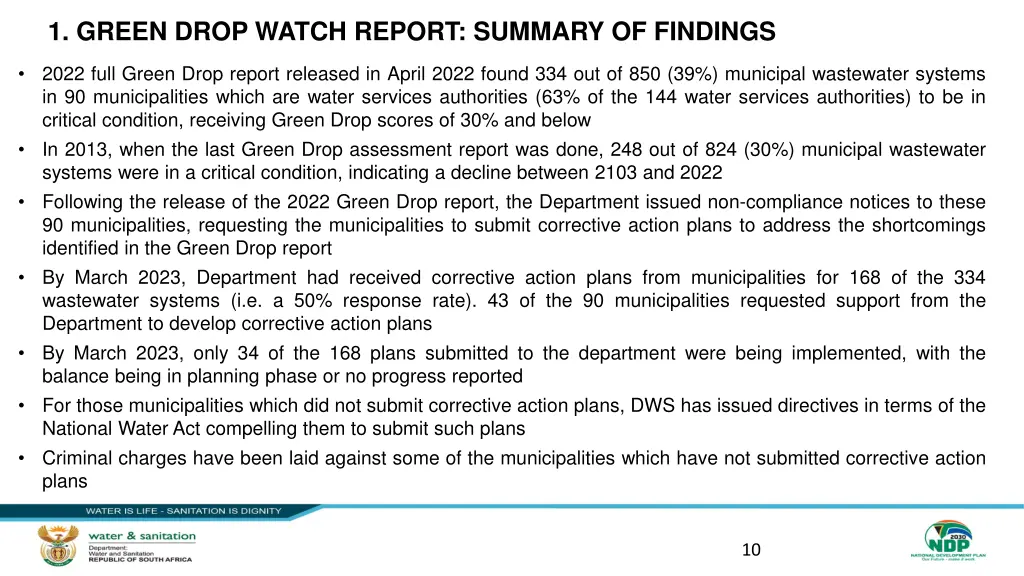 1 green drop watch report summary of findings