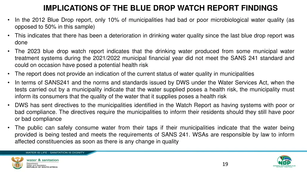 implications of the blue drop watch report