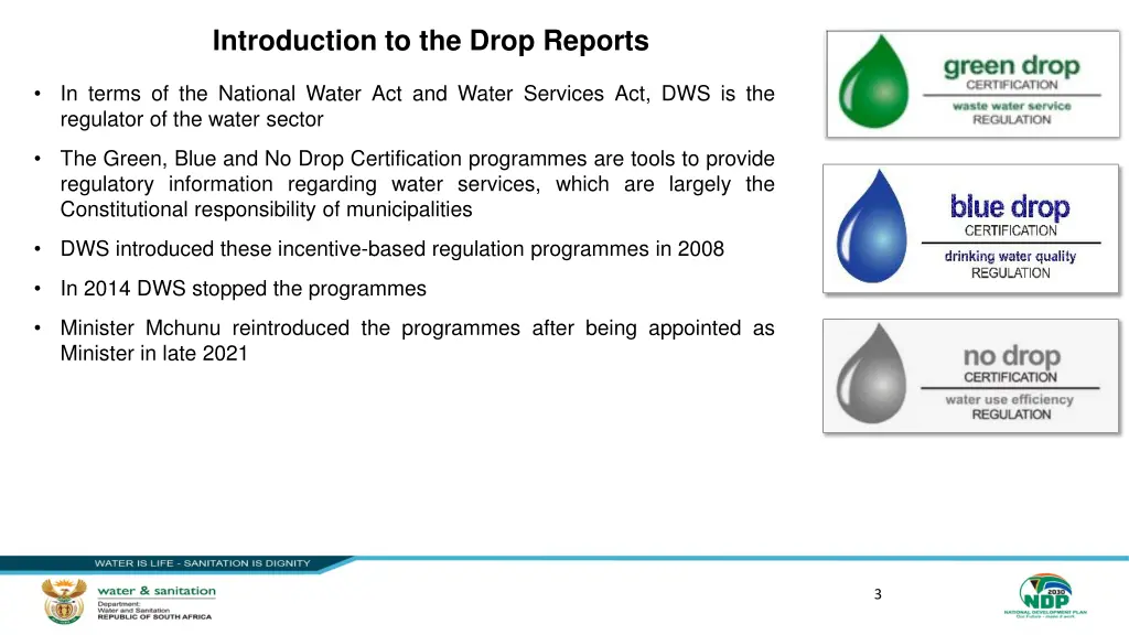 introduction to the drop reports