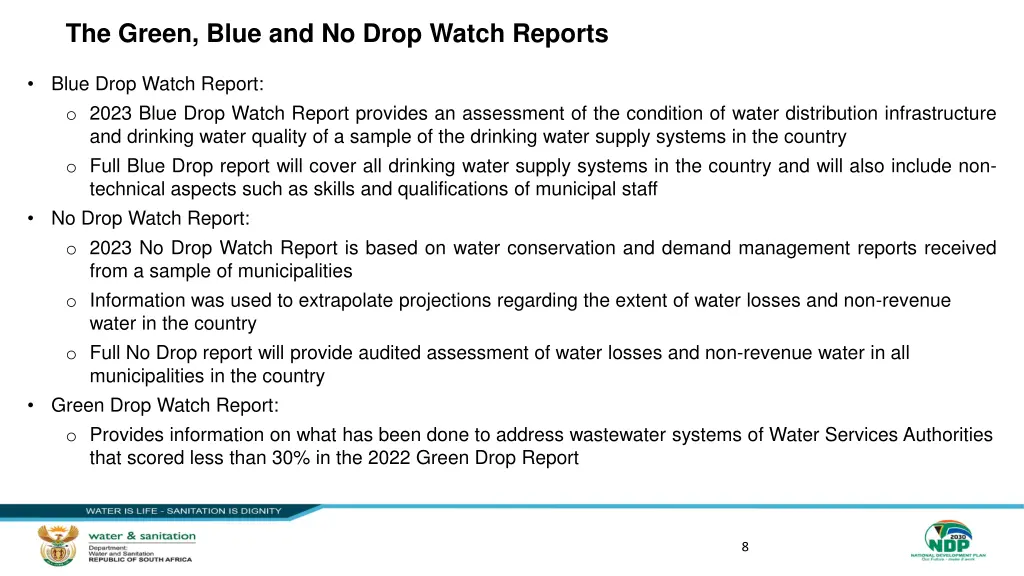 the green blue and no drop watch reports