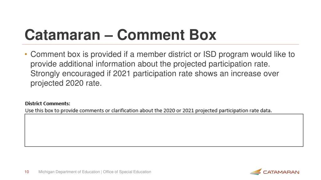 catamaran comment box