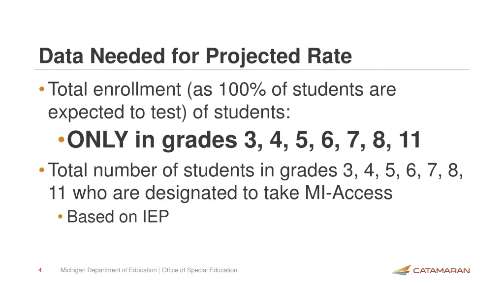 data needed for projected rate