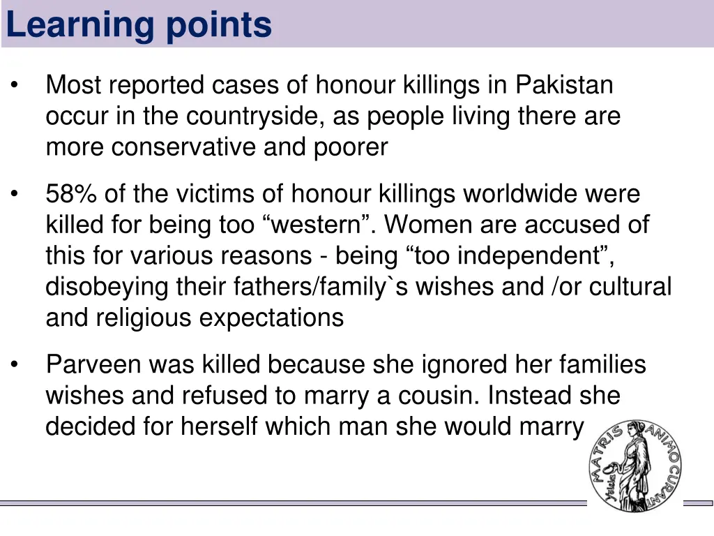 learning points